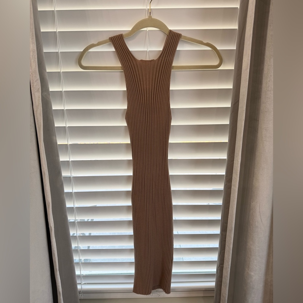 SHEIN Tan Ribbed Mini Dress - Picture 3 of 5